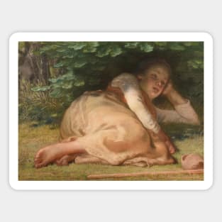 Shepherdess Sleeping in the Shade of an Oak Bush by Jean-Francois Millet Magnet